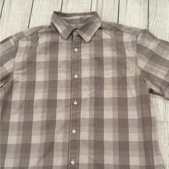 Banana Republic Men 100% cotton Gray Casual Button Down Shirt/size L - Picture 5 of 10